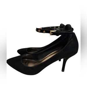 JESSICA little black heels mini high heels with ankle strap and rhinestones 8